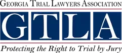 GTLA logo with white letters on a blue background, outlined with red.